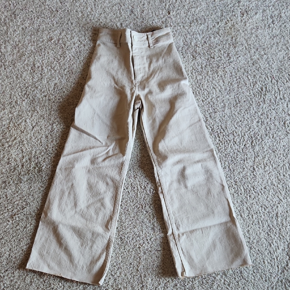 Womens Never Worn Zara High-Rise Marine Beige Wide-Leg Pants, Size 2